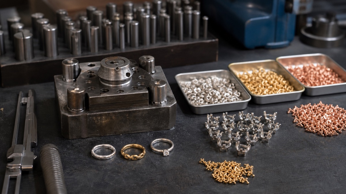 Jewelry production mold tooling and raw components explaining factory MOQ setup costs